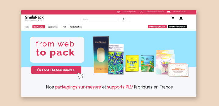 Une plateforme web-to-pack e-commerce intuitive - smilepack.fr - impression, packaging sur mesure et emballage personnalisé